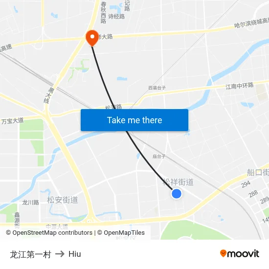 Longjiang First Village to Hiu map