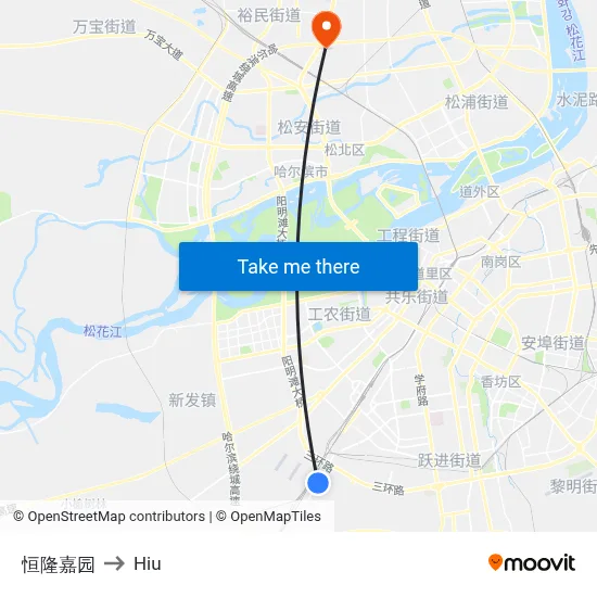 Henglong Garden to Hiu map