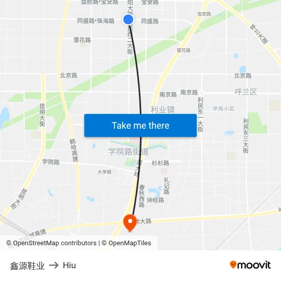 Xinyuan Shoes to Hiu map