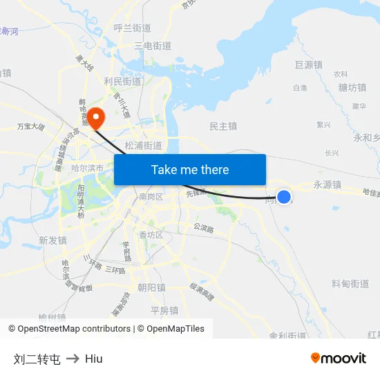Liu Er Zhuan Village to Hiu map
