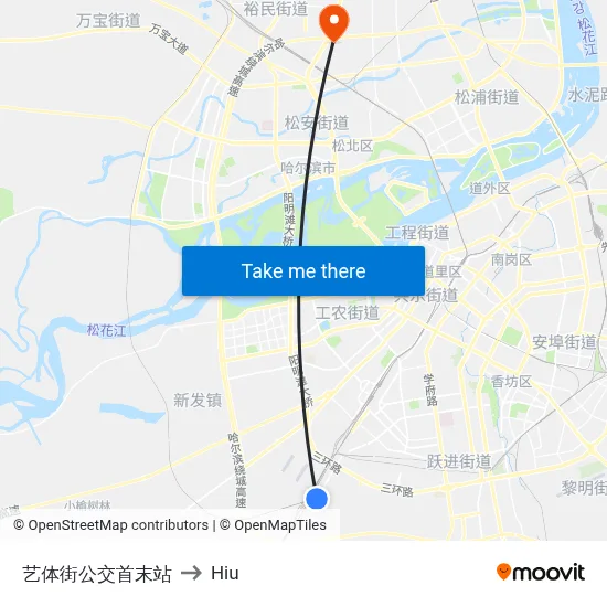 Yiti Street Bus Terminal to Hiu map