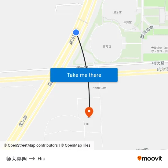 Shida Garden to Hiu map