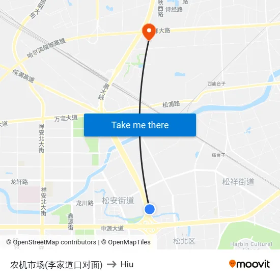 Agricultural Machinery Market (Opposite Lijia Crossing) to Hiu map