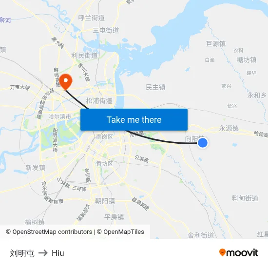 Liuming Village to Hiu map
