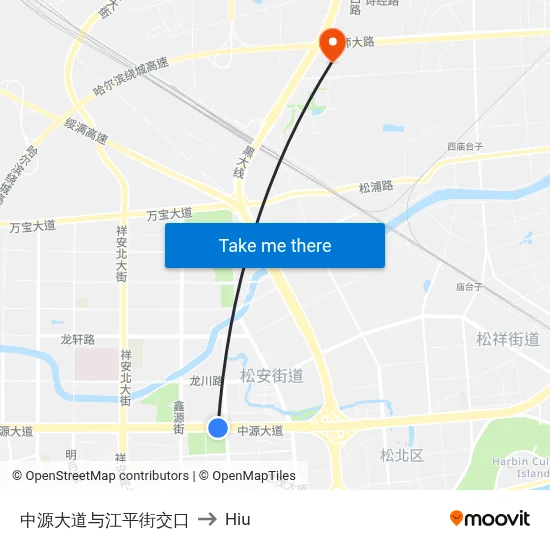 Zhongyuan Avenue and Jiangping Street Intersection to Hiu map