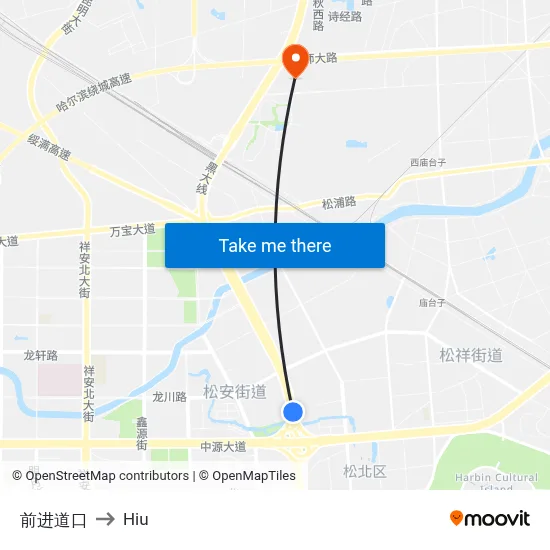 Qianjin Crossing to Hiu map