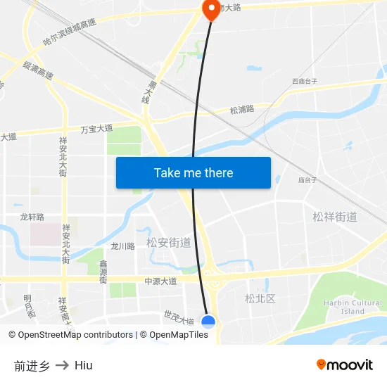 Qianjin Township to Hiu map