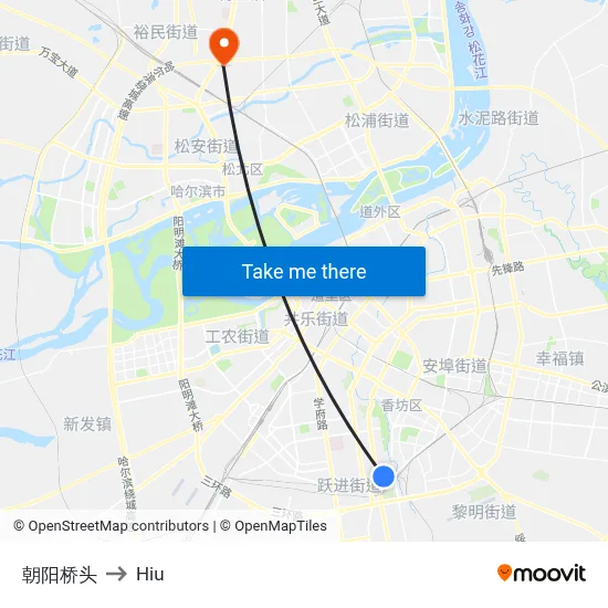 Chaoyang Bridge to Hiu map