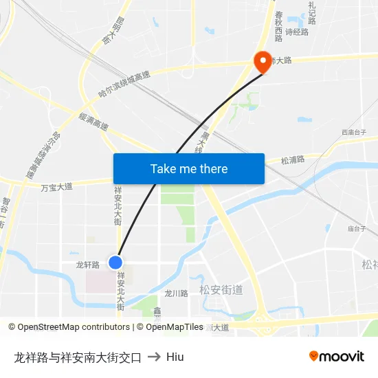 Longxiang Road & Xiangan South Street Intersection to Hiu map