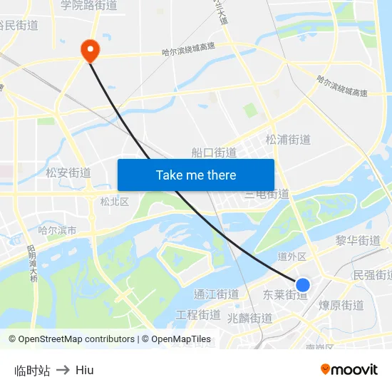 Temporary Station to Hiu map