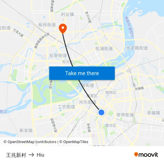 王兆新村 to Hiu map