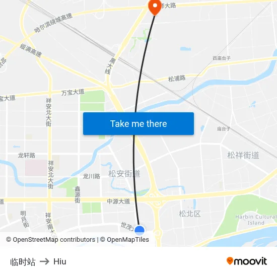 Temporary Station to Hiu map