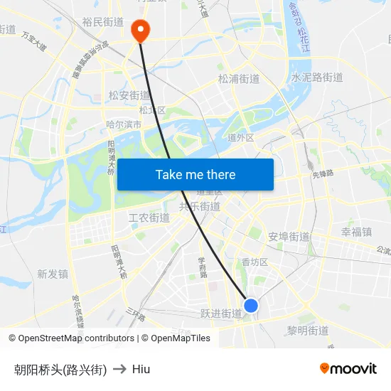 Chaoyang Bridge (Luxing Street) to Hiu map