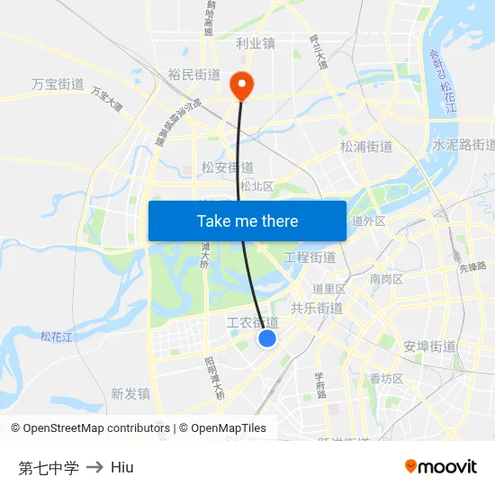 第七中学 to Hiu map