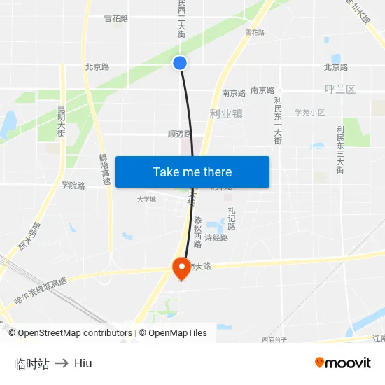 Temporary Station to Hiu map