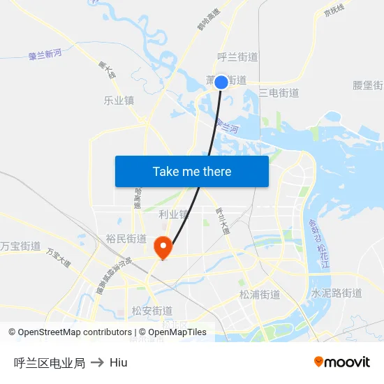 Hulan District Electric Bureau to Hiu map
