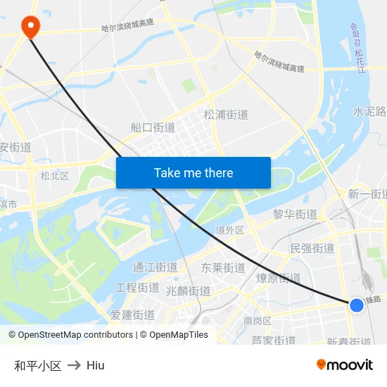 Peace Residential Area to Hiu map