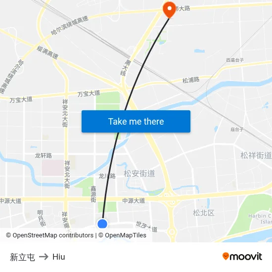 Xinli Village to Hiu map