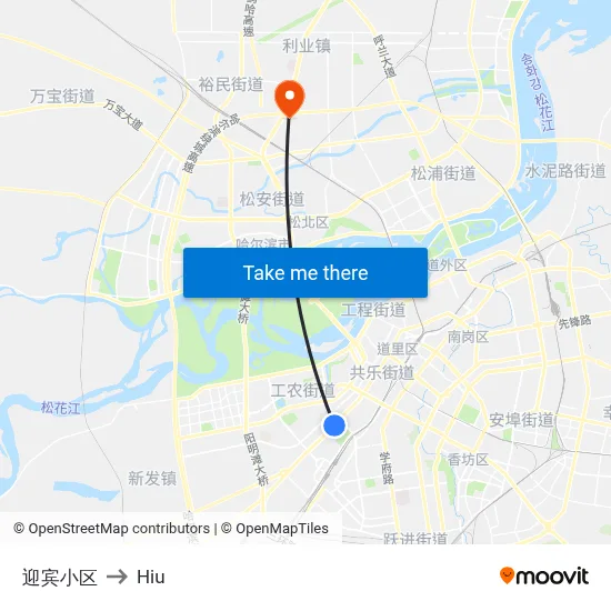 Yinbin Residential Area to Hiu map