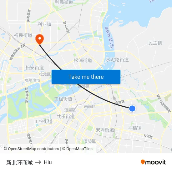 New North Ring Mall to Hiu map