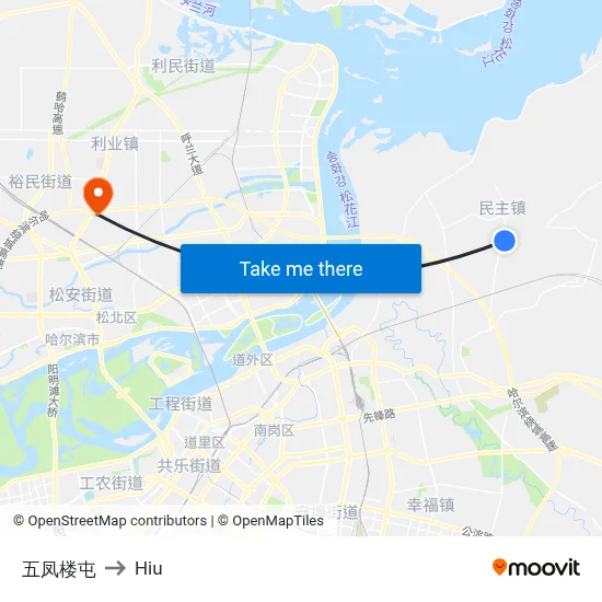Wufeng Lou Village to Hiu map
