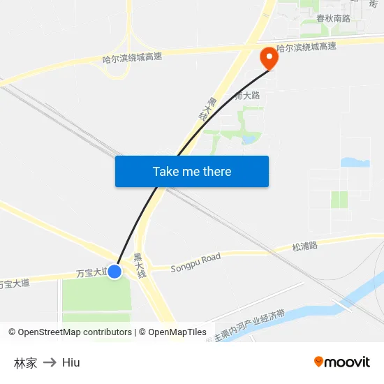 Hayashike to Hiu map