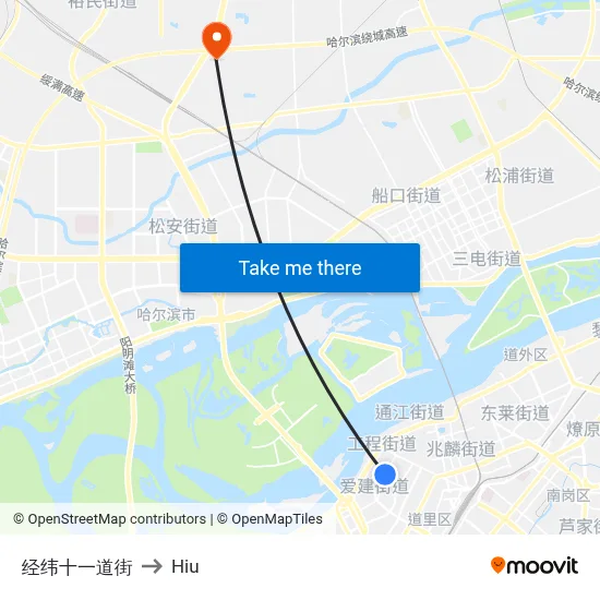 Jingwei 11th Street to Hiu map