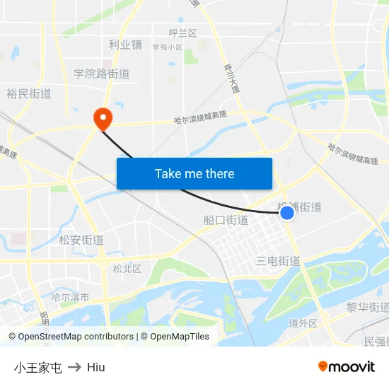 Xiaowang Family Village to Hiu map