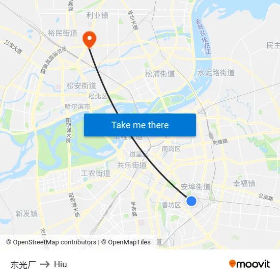 Dongguang Factory to Hiu map