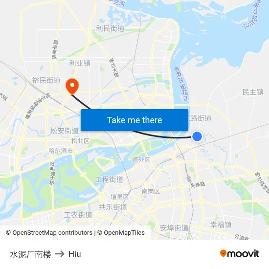 Cement Factory South Building to Hiu map
