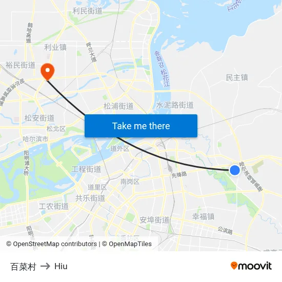 Baicai Village to Hiu map