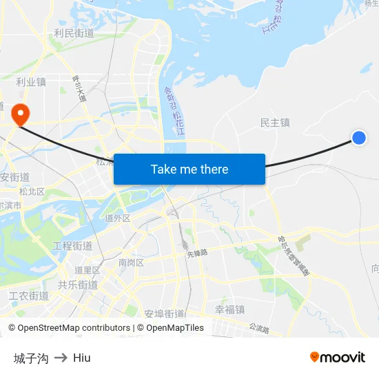 Chengzigou to Hiu map