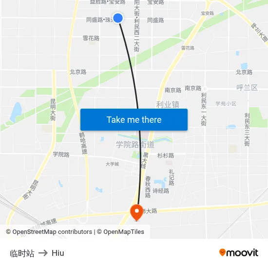 Temporary Station to Hiu map