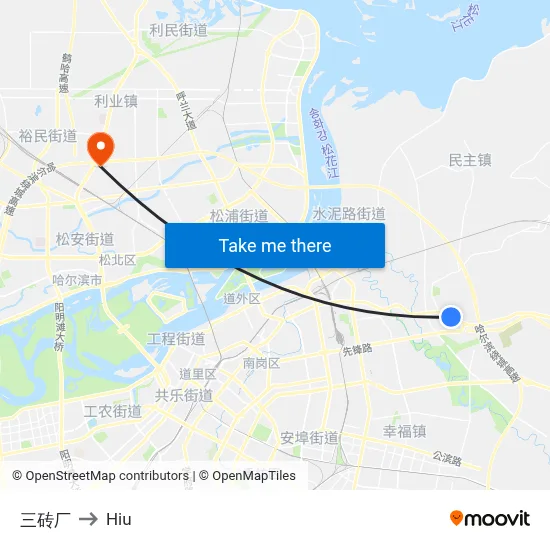 Three Brick Factory to Hiu map