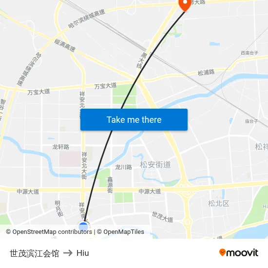 Shimao Binjiang Club to Hiu map