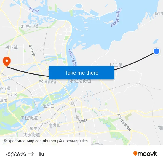 Songbin Farm to Hiu map