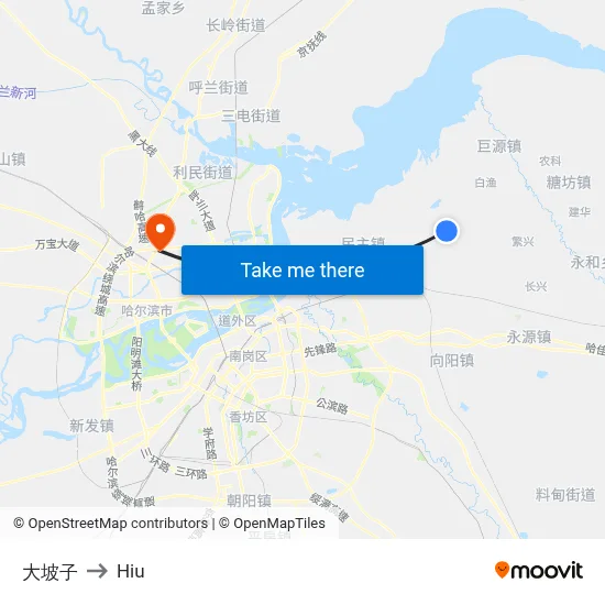 Dapozi to Hiu map