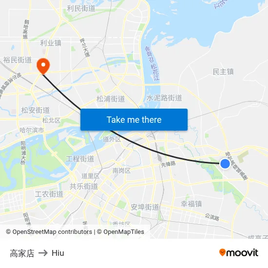 Gao Family Store to Hiu map