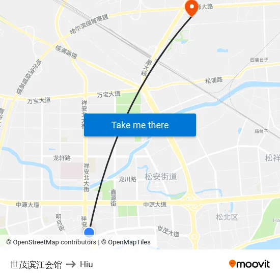 Shimao Binjiang Club to Hiu map