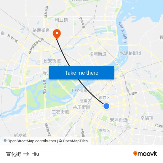 Xuanhua Street to Hiu map