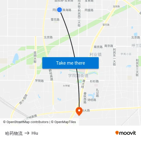 Hayao Logistics to Hiu map