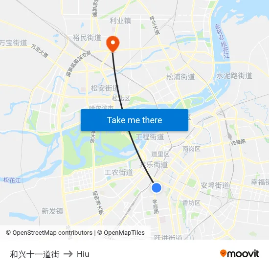 Hexing 11th Street to Hiu map