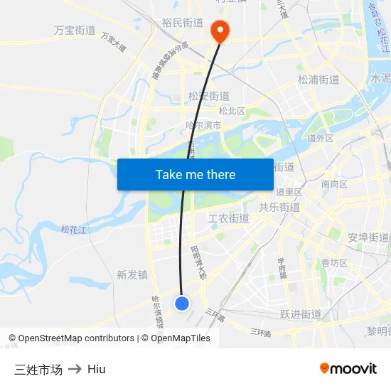 Sanxing Market to Hiu map