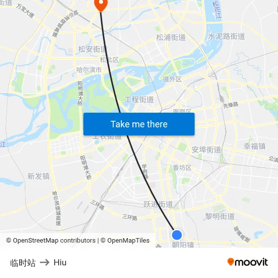 Temporary Station to Hiu map