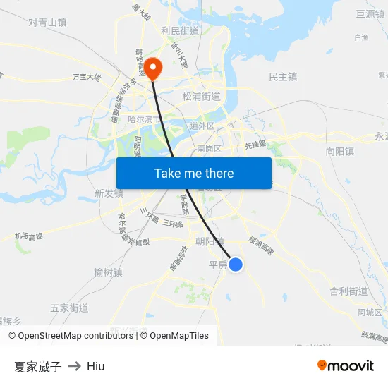Xia Jiawaizi to Hiu map