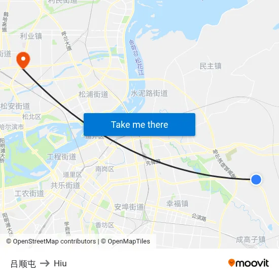 Lv Shun Village to Hiu map