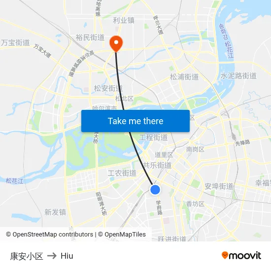 Kang'an Community to Hiu map