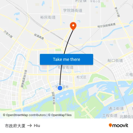 City Government Building to Hiu map