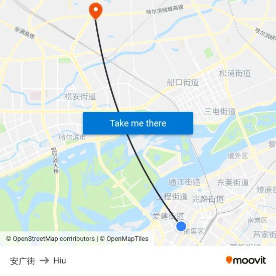 Anguang Street to Hiu map