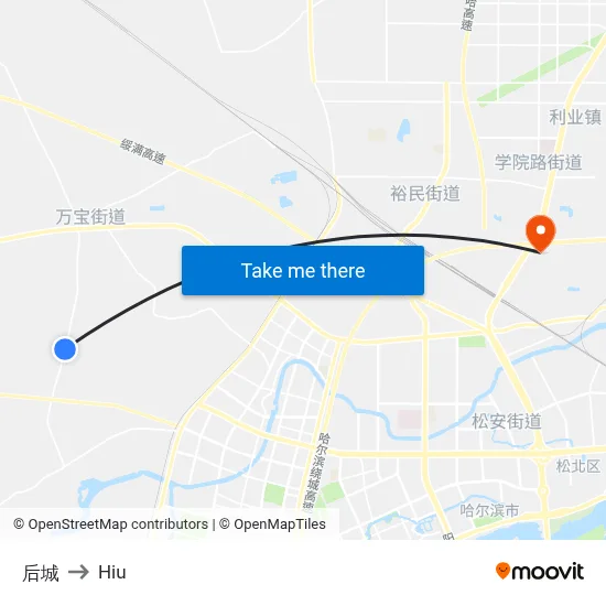 Hou Cheng to Hiu map